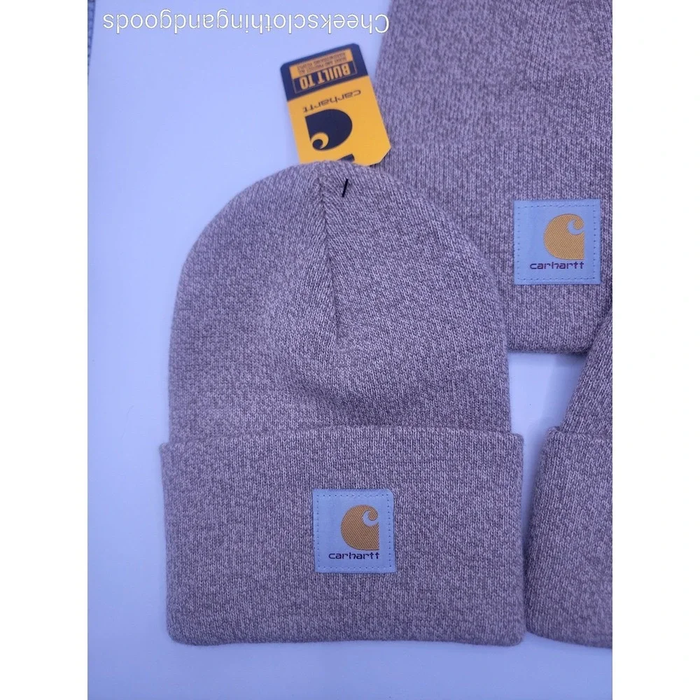 NWT Lot of 3 Carhartt A18 Acrylic Watch Hat Beanie Tan Taupe One Size